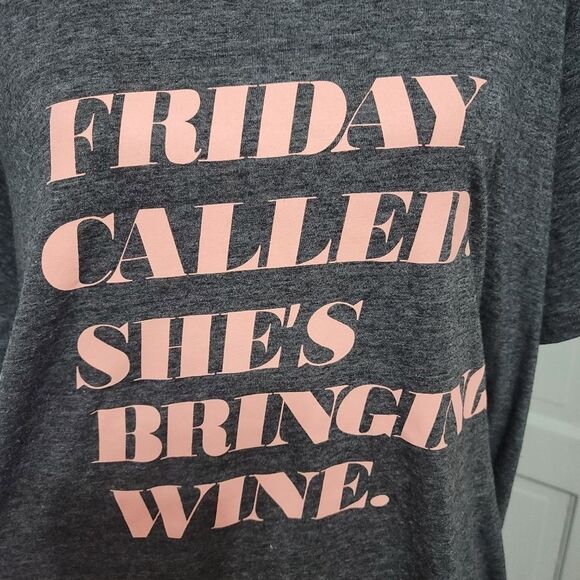 TORRID Friday Called Charcoal Grey Crew Tee - Picture 6 of 8